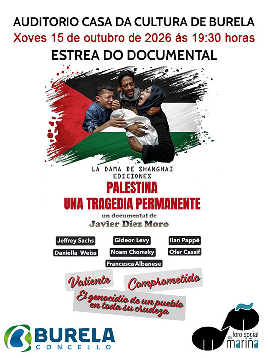Burela proyectará el documental "Palestina, una tragedia permanente" con la presencia de su director